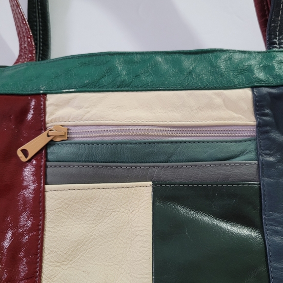 Vintage Leather Patchwork Shoulder Bag Purse Mexico - Picture 2 of 13